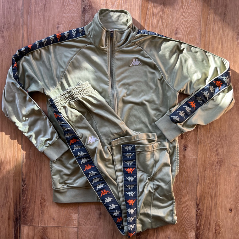 Kappa Youth Track Jacket & Track Pants Matching Set Olive Green Large